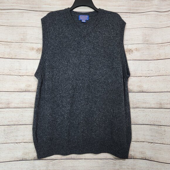 Vintage Pendleton 100% Virgin Wool Vest Men's Large Gray - Picture 1 of 12